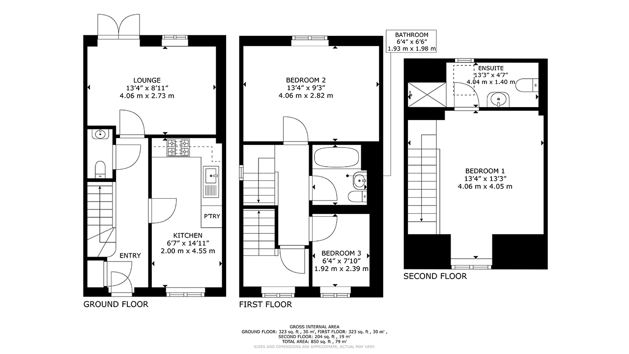 2D Black & White Floor Plan sample